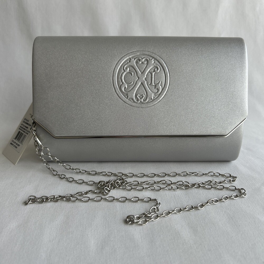 CXL by Christian Lacroix Clutch Womens Silver Madison Smooth Detachable Chain